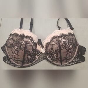 Adore Me Black and Cream Lace Bra